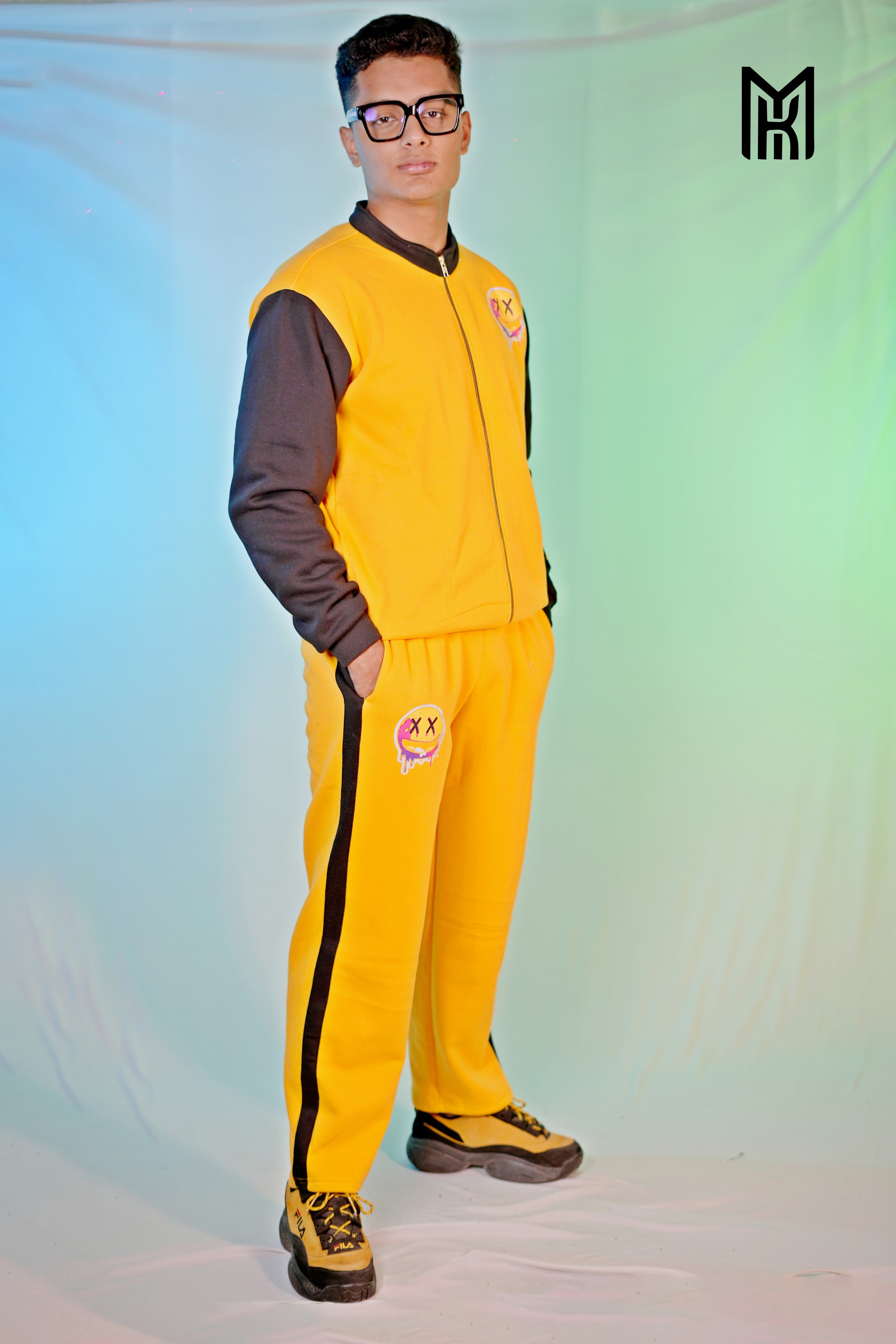 Scary Smile (Yellow + Black) Fleece Track-Suits