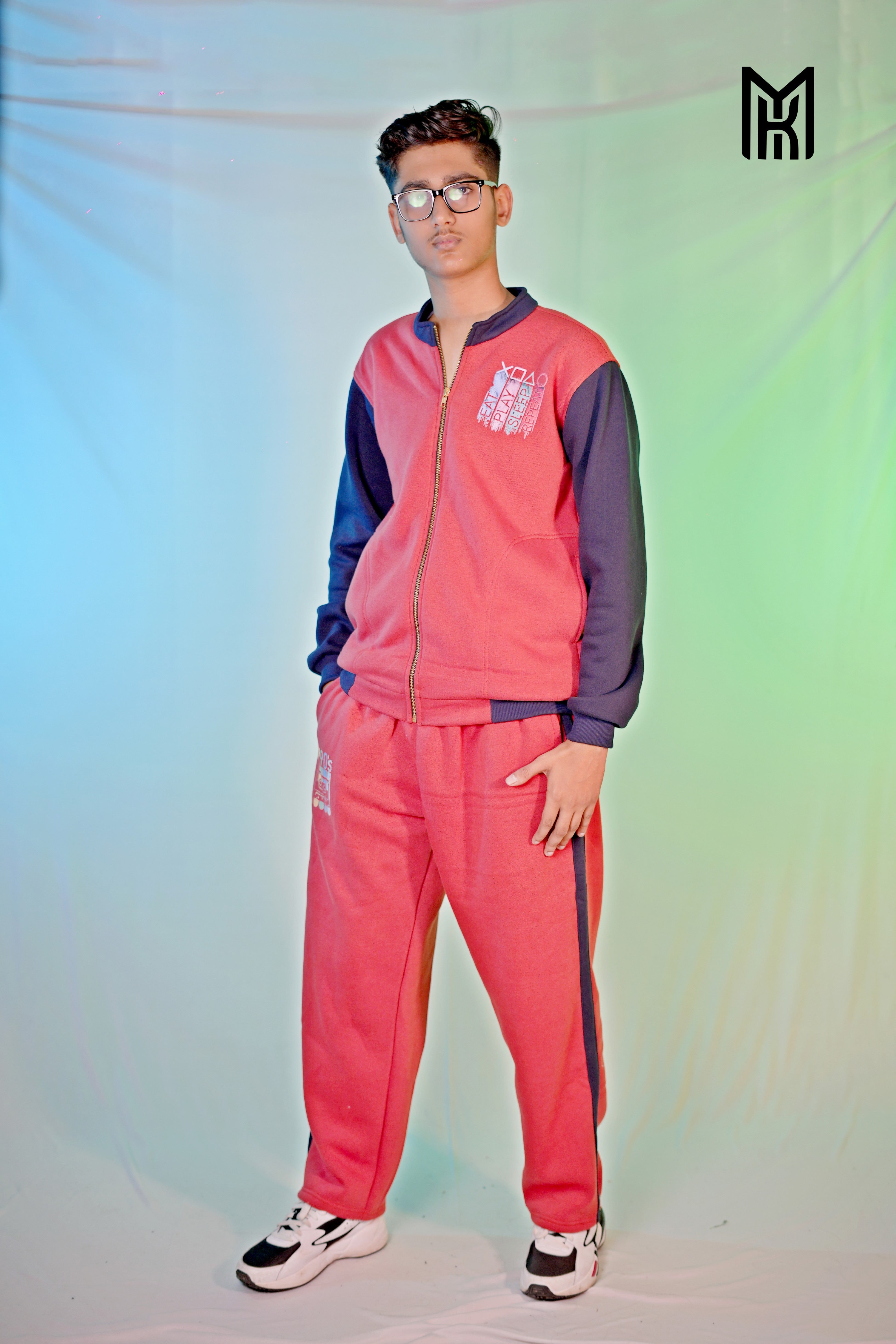 Squid Game Operators (Rust Orange + Navy Blue) Fleece Track-Suits